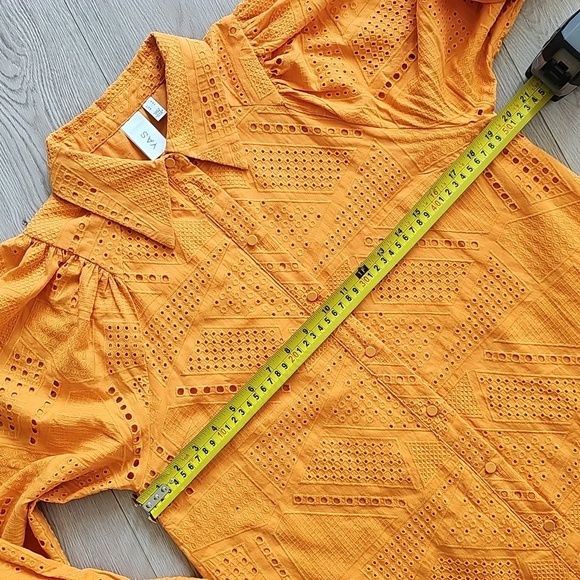 YAS Yasado Boho Alt Button Longsleeve Eyelet Collared Shirt Dress, Medium - Picture 11 of 16